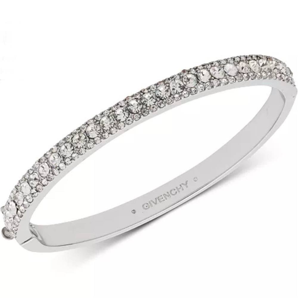 Givenchy Silver Crystal-Studded Bracelet